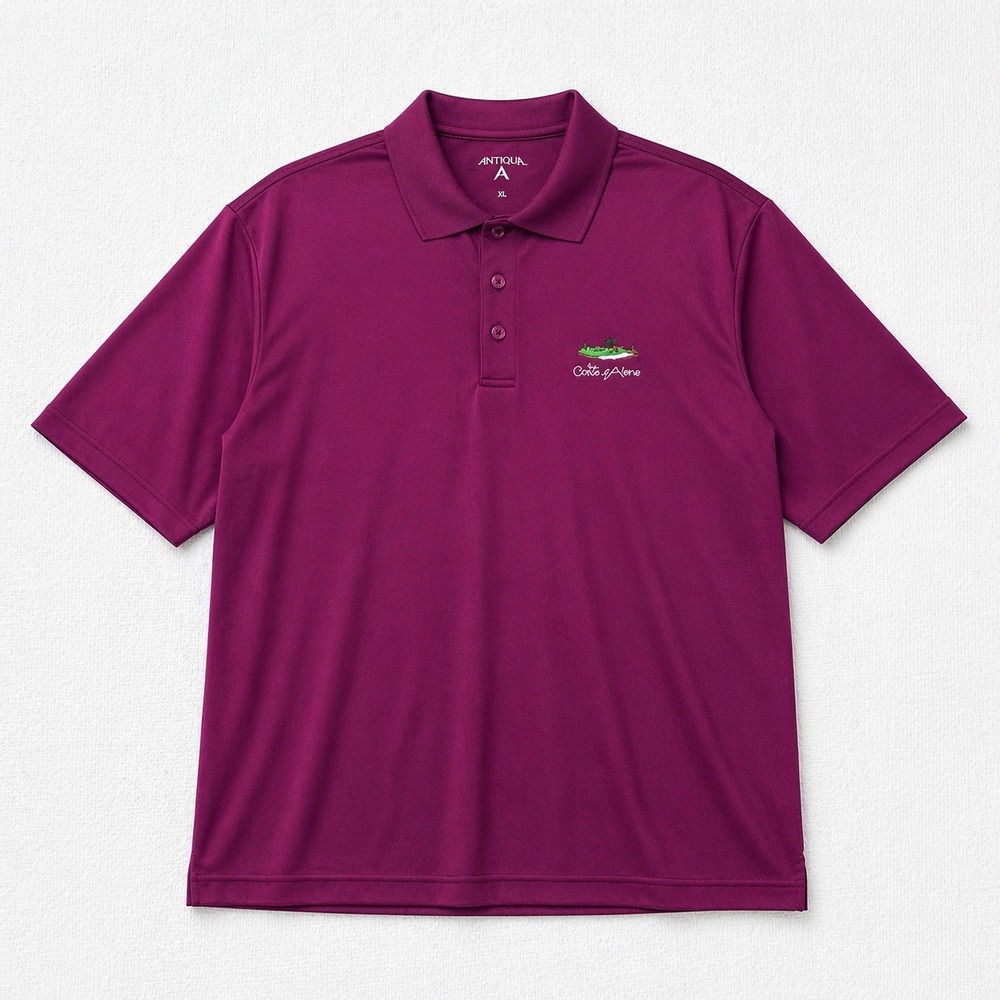 Antigua Mens XL Magenta Purple Coeur‎ d'Alene Performance Golf Polo Shirt